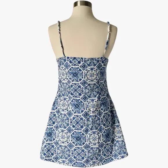Ramy Brook Positano Addie Mini Dress Blue White Size 4 Resort Summer Print - Picture 4 of 7